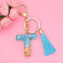 2 PCS English Alphabet Epoxy Tassel Keychain Bag Pendant(T)