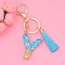 2 PCS English Alphabet Epoxy Tassel Keychain Bag Pendant(Y)