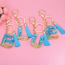 2 PCS English Alphabet Epoxy Tassel Keychain Bag Pendant(W)