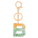 2 PCS Gold Foil Epoxy English Letter Keychain Bag Pendant(B)