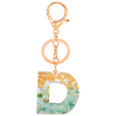 2 PCS Gold Foil Epoxy English Letter Keychain Bag Pendant(D)