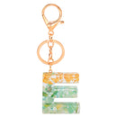 2 PCS Gold Foil Epoxy English Letter Keychain Bag Pendant(E)