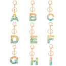 2 PCS Gold Foil Epoxy English Letter Keychain Bag Pendant(F)