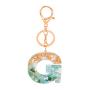 2 PCS Gold Foil Epoxy English Letter Keychain Bag Pendant(G)