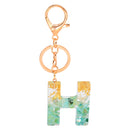 2 PCS Gold Foil Epoxy English Letter Keychain Bag Pendant(H)