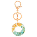 2 PCS Gold Foil Epoxy English Letter Keychain Bag Pendant(O)