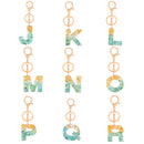 2 PCS Gold Foil Epoxy English Letter Keychain Bag Pendant(O)