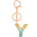 2 PCS Gold Foil Epoxy English Letter Keychain Bag Pendant(Y)