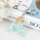2 PCS Gold Foil Epoxy English Letter Keychain Bag Pendant(K)