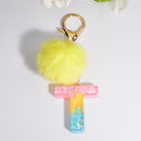 2 PCS Crystal Epoxy Rainbow Color Keychain Hair Ball Ladies Bag Pendant(T)
