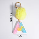2 PCS Crystal Epoxy Rainbow Color Keychain Hair Ball Ladies Bag Pendant(Z)