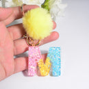 2 PCS Crystal Epoxy Rainbow Color Keychain Hair Ball Ladies Bag Pendant(B)