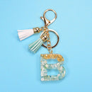 2 PCS Gold Foil English Letter Tassel Keychain Bag Decoration Pendant(B)