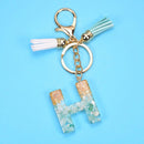 2 PCS Gold Foil English Letter Tassel Keychain Bag Decoration Pendant(H)
