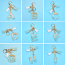 2 PCS Gold Foil English Letter Tassel Keychain Bag Decoration Pendant(H)