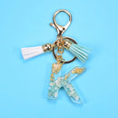2 PCS Gold Foil English Letter Tassel Keychain Bag Decoration Pendant(K)