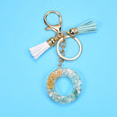 2 PCS Gold Foil English Letter Tassel Keychain Bag Decoration Pendant(O)