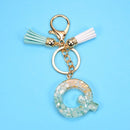 2 PCS Gold Foil English Letter Tassel Keychain Bag Decoration Pendant(Q)