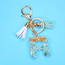 2 PCS Gold Foil English Letter Tassel Keychain Bag Decoration Pendant(R)