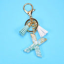2 PCS Gold Foil English Letter Tassel Keychain Bag Decoration Pendant(X)