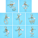 2 PCS Gold Foil English Letter Tassel Keychain Bag Decoration Pendant(Y)