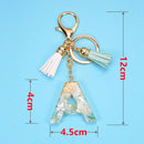 2 PCS Gold Foil English Letter Tassel Keychain Bag Decoration Pendant(O)