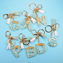 2 PCS Gold Foil English Letter Tassel Keychain Bag Decoration Pendant(Z)