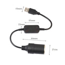 2 PCS Car USB to Cigarette Lighter Socket 5V to 12V Boost Power Adapter Cable, Model: 60cm