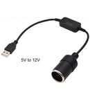 2 PCS Car USB to Cigarette Lighter Socket 5V to 12V Boost Power Adapter Cable, Model: 60cm