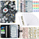 A6 PU Leather Color Printing Notebook Zipper Bag Loose-leaf Budget Binder(Daisy-Black)