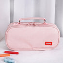Large Capacity Multi-layer Portable Stationery Bag Canvas Pen Bag(Pink)