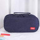Large Capacity Multi-layer Portable Stationery Bag Canvas Pen Bag(Navy Blue)