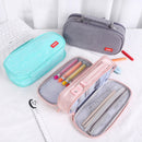 Large Capacity Multi-layer Portable Stationery Bag Canvas Pen Bag(Navy Blue)