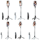 Retractable Bluetooth Selfie Stick Mobile Phone Live Broadcast Tripod Stand, Style: Double Light (Black)