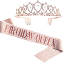 WM-02 Crystal Diamond Birthday Party Wedding Updo Crown, Color: Rose Gold Queen