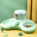 Automatic Drinking Water Feed Double Bowl Anti-overturning Dog Basin, Specification: Green