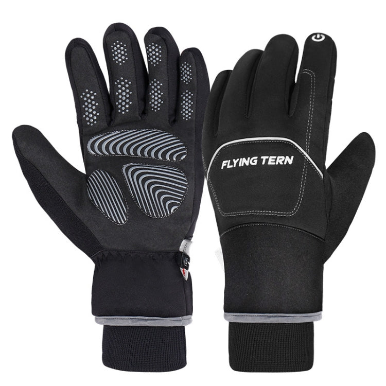 FLYING TERN 335 Winter Warm Waterproof Cycling Gloves with Touch Screen Function, Size: XL(Black)