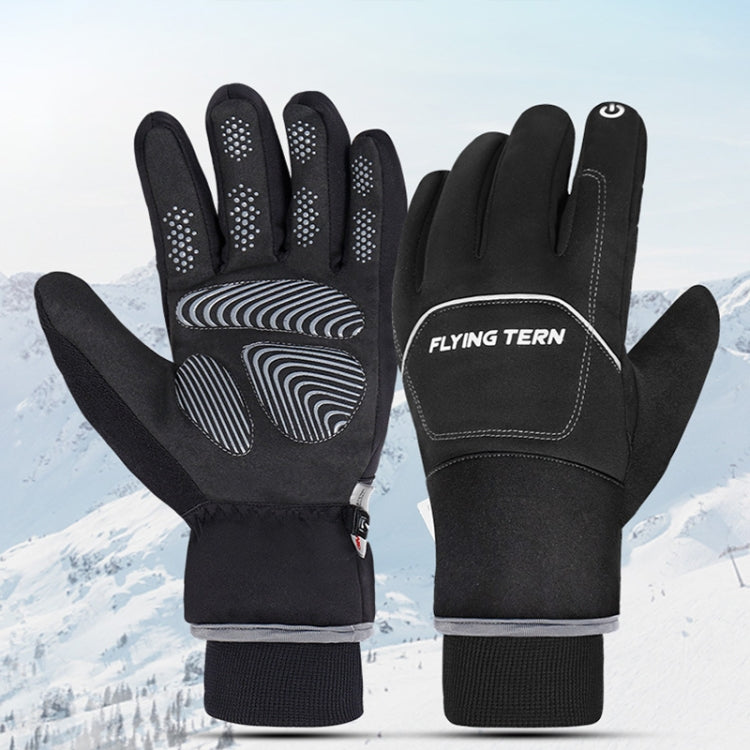 FLYING TERN 335 Winter Warm Waterproof Cycling Gloves with Touch Screen Function, Size: XL(Black)