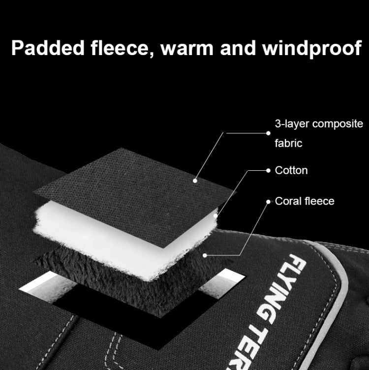 FLYING TERN 335 Winter Warm Waterproof Cycling Gloves with Touch Screen Function, Size: XL(Black)