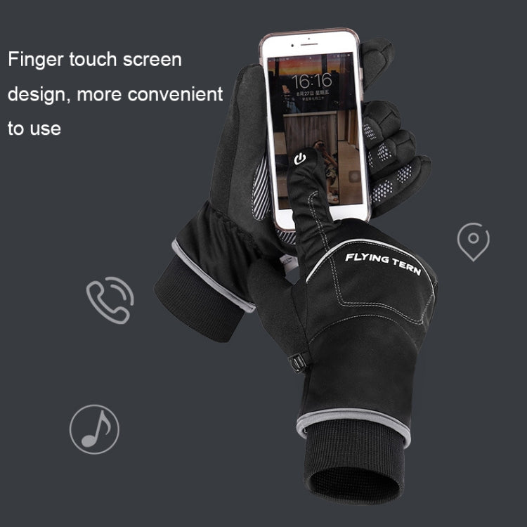 FLYING TERN 335 Winter Warm Waterproof Cycling Gloves with Touch Screen Function, Size: XL(Black)