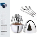Egg-shaped Western Cutlery Storage Set Party Knife And Fork 304 Silver Egg+24 In 1