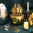 Egg-shaped Western Cutlery Storage Set Party Knife And Fork 304 Golden Egg+24 In 1