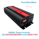 Gurxun Sine Wave Inverter 3000W 12/24/48/60V To 220V Car Boost Converter, Specification: 48V-220V