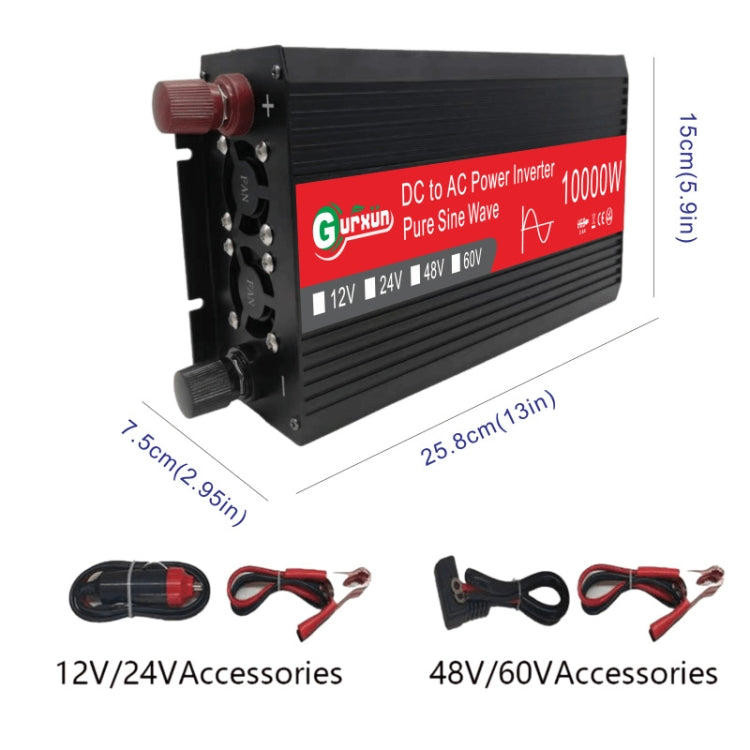 Gurxun HZ1500-10000 Sine Wave 10000W Inverter Power Converter, Specification: 60V To 220V