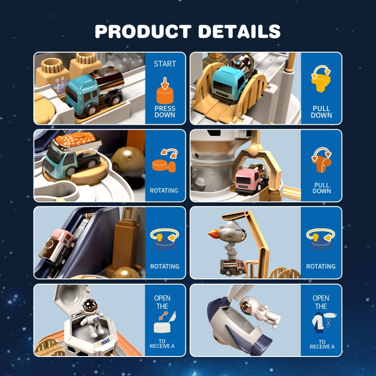 Space Rocket Rail Car Train Track Toys for Kids Mechanical Adventure ,Style: Rocket Model With 3 Vehicles