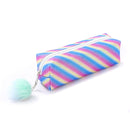 Rainbow Glitter Pen Bag Shimmering Pencil Bag Make-up bag(Striped Rainbow)