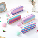 Rainbow Glitter Pen Bag Shimmering Pencil Bag Make-up bag(Purple Iridescence)