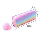 Rainbow Glitter Pen Bag Shimmering Pencil Bag Make-up bag(Rose Red Dazzle Color)