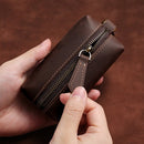 QY-9029 Car Universal Retro Crazy Horse Leather Key Case(Dark Coffee)
