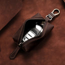 QY-9029 Car Universal Retro Crazy Horse Leather Key Case(Dark Coffee)